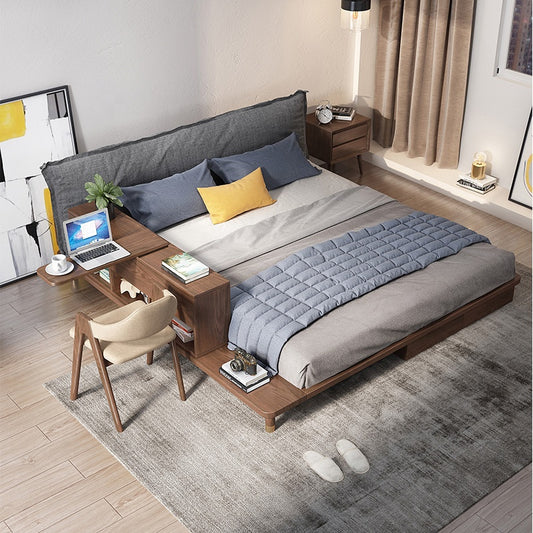 تصفح الان سرير نوم تصميم خشبي مع رف جانبي اونلاين | بيوت