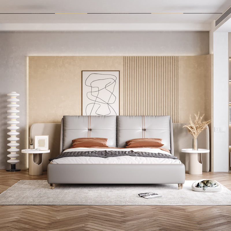 تصفح الان سرير نوم تصميم جلدي فاخر وبسيط اونلاين | بيوت