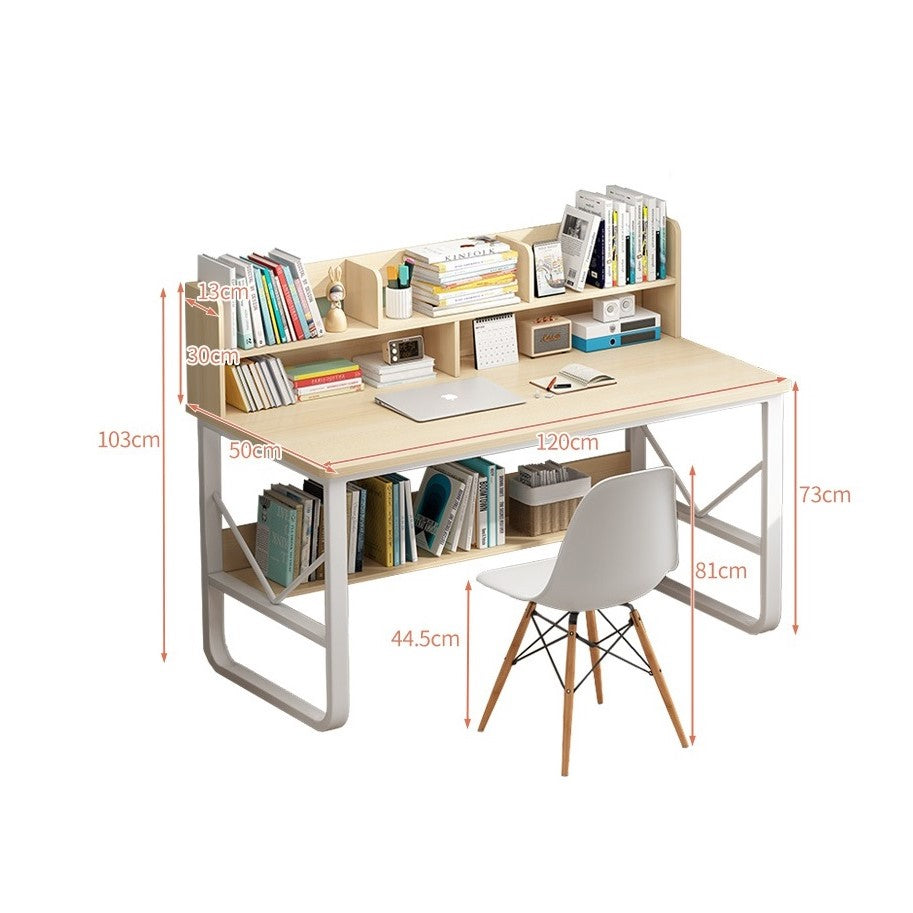 مكتب دراسة خشبي مع رف الكتب
