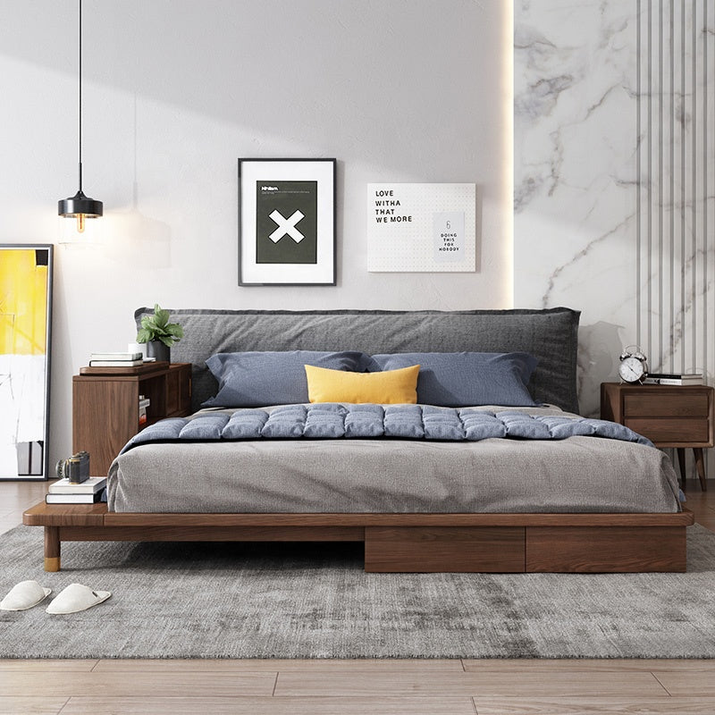 تصفح الان سرير نوم تصميم خشبي مع رف جانبي اونلاين | بيوت