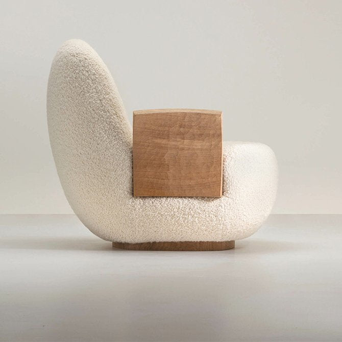 تصفح الأن كرسي استرخاء صوف بمسند خشبي اونلاين | بيوت