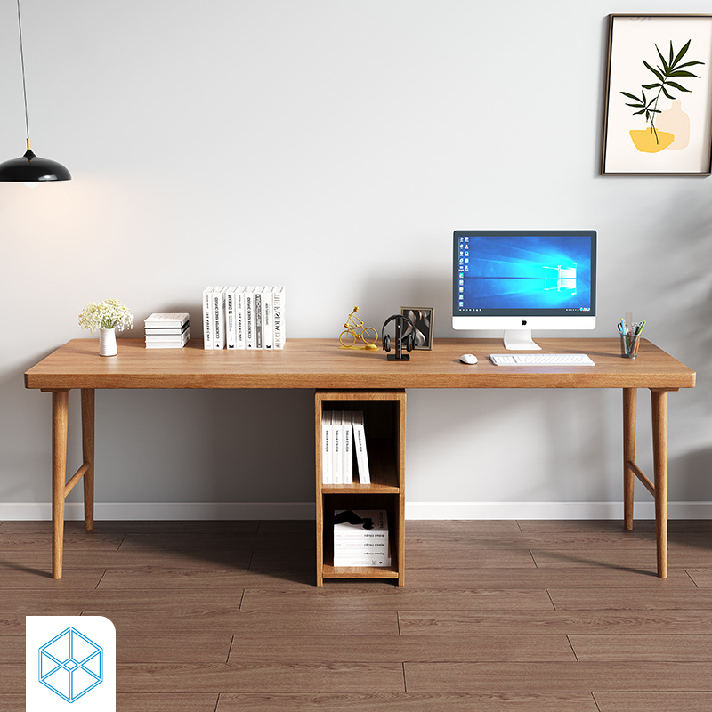 مكتب كمبيوتر مع خزانة صغيرة من الخشب