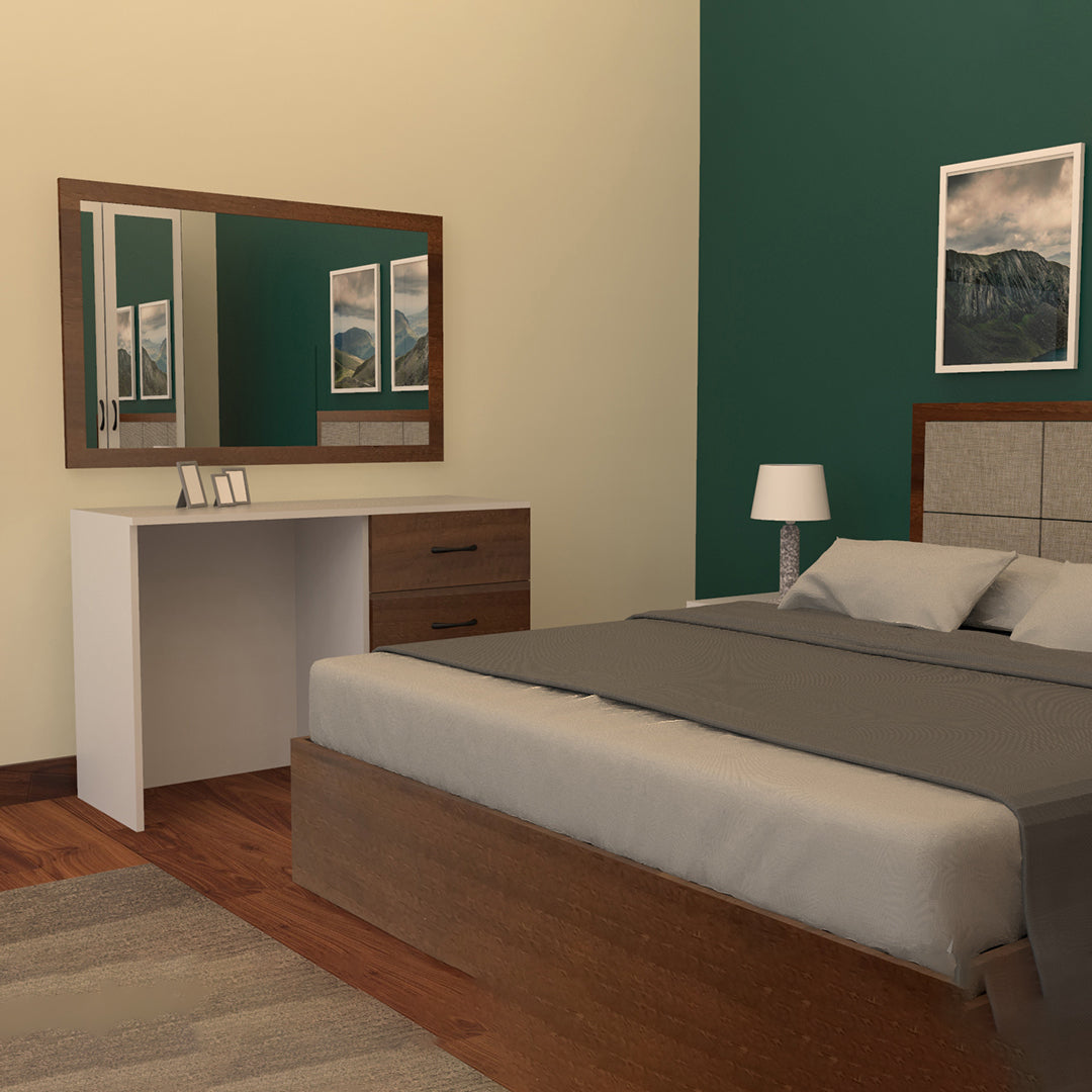 غرفة نوم مكونه من سرير و دولاب و 2 كومودينو و تسريحة خشبي